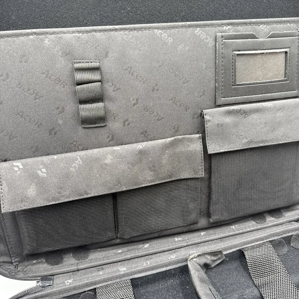Vintage Acer Laptop Briefcase Bag Dark Green Hard Shell Carrying Case w/ Strap